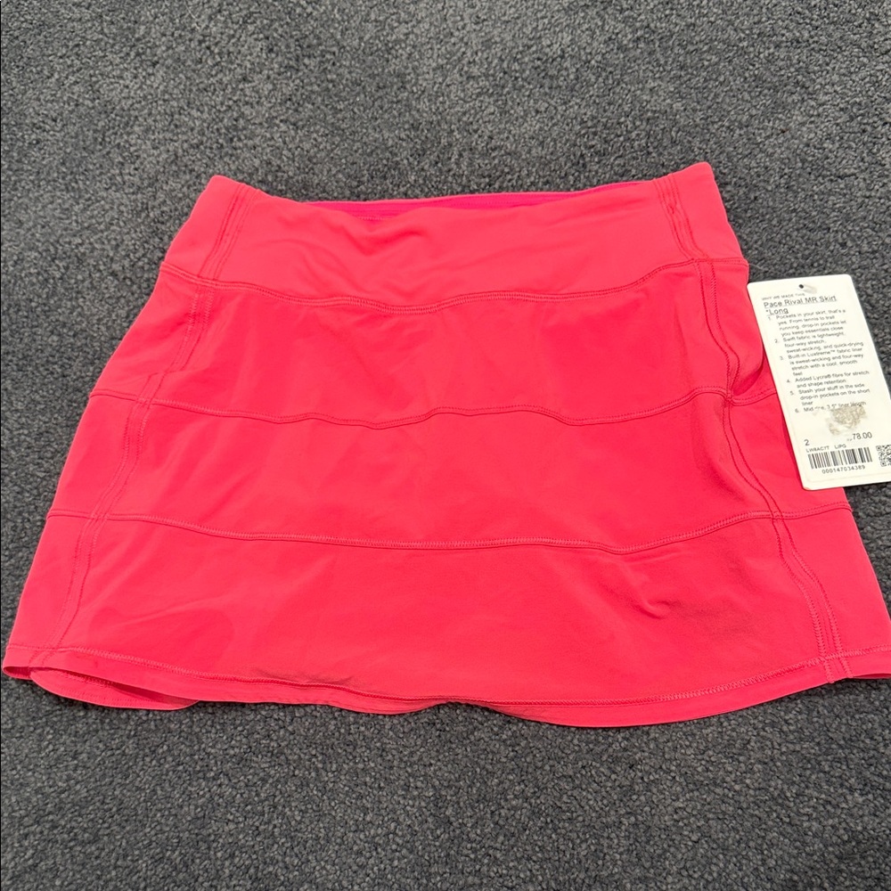 Lululemon Bright Pink Pace Rival Skirt